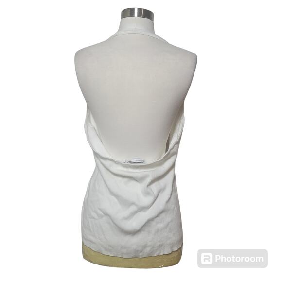 New York & Company White Backless Ribbed Knit Sweater Halter Top Size XL - Picture 5 of 8